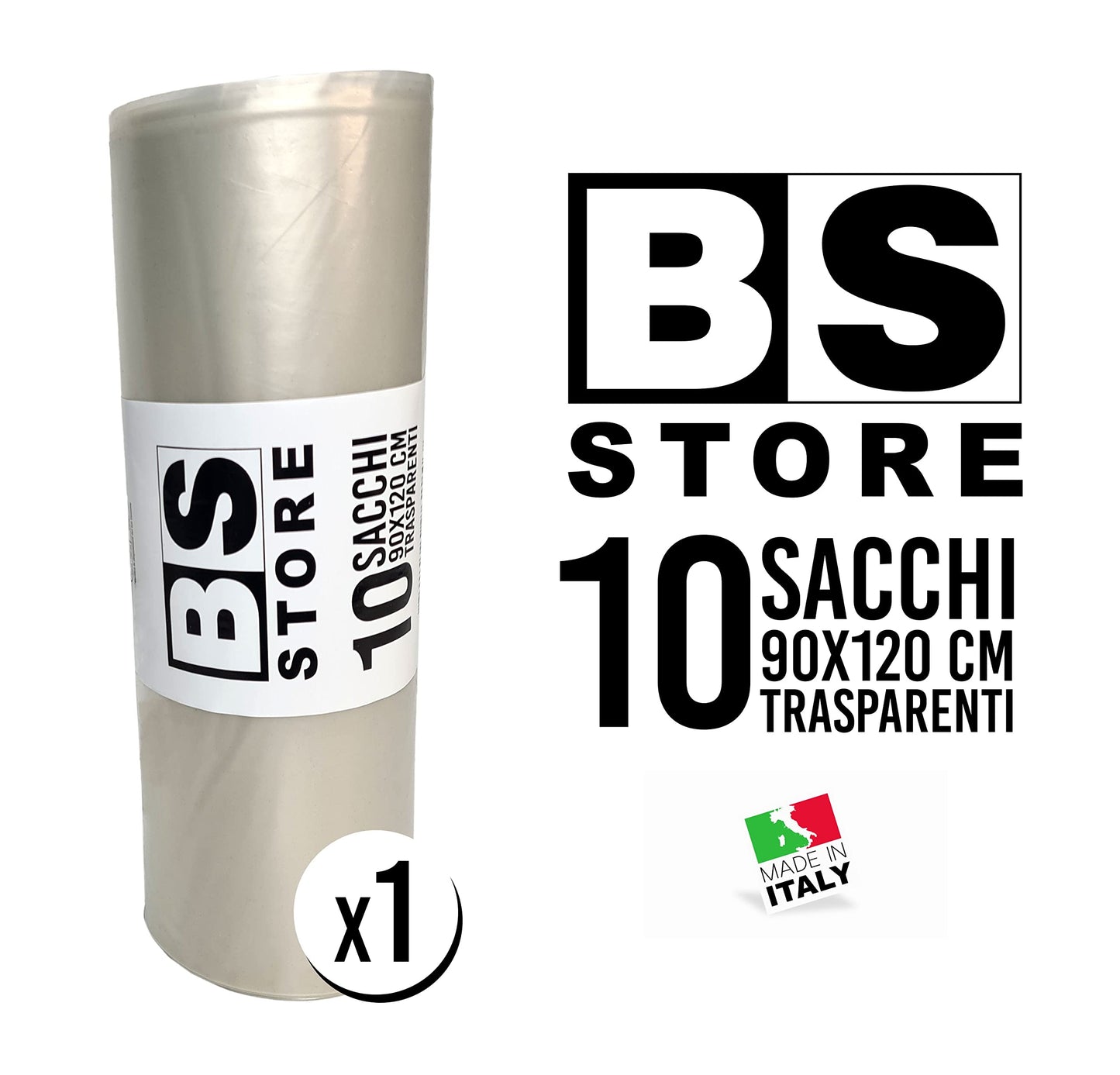 Confezione 10 Sacchi per Raccolta Differenziata 90x120 cm - 100% Plastica Riciclata - Antigoccia - Extra Resistenti - Capacità Elevata - Peso Totale 600 g