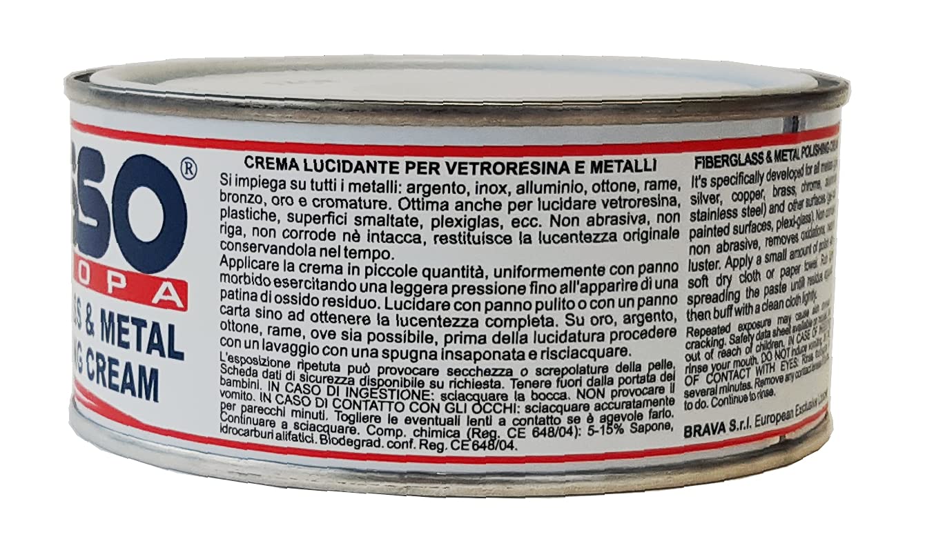 Iosso Fiberglass & Metal Polish, Pasta Lucidante per vetroresina e metalli, 250 ml