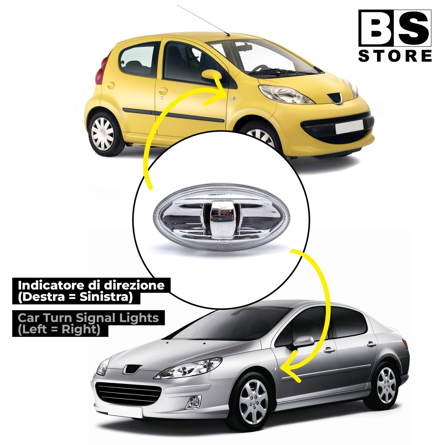 BSSTORE Freccia Laterale Indicatore di Direzione per AYGO 2005-2018, C1 C5 | 107 1007 407 | VIVARO 2019 e Tante Altre Auto