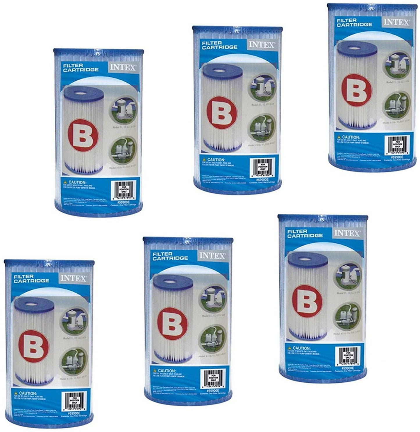 Intex 29005 Cartuccia di Ricambio per Filtro Piscina Tipo B - Pacco da 6