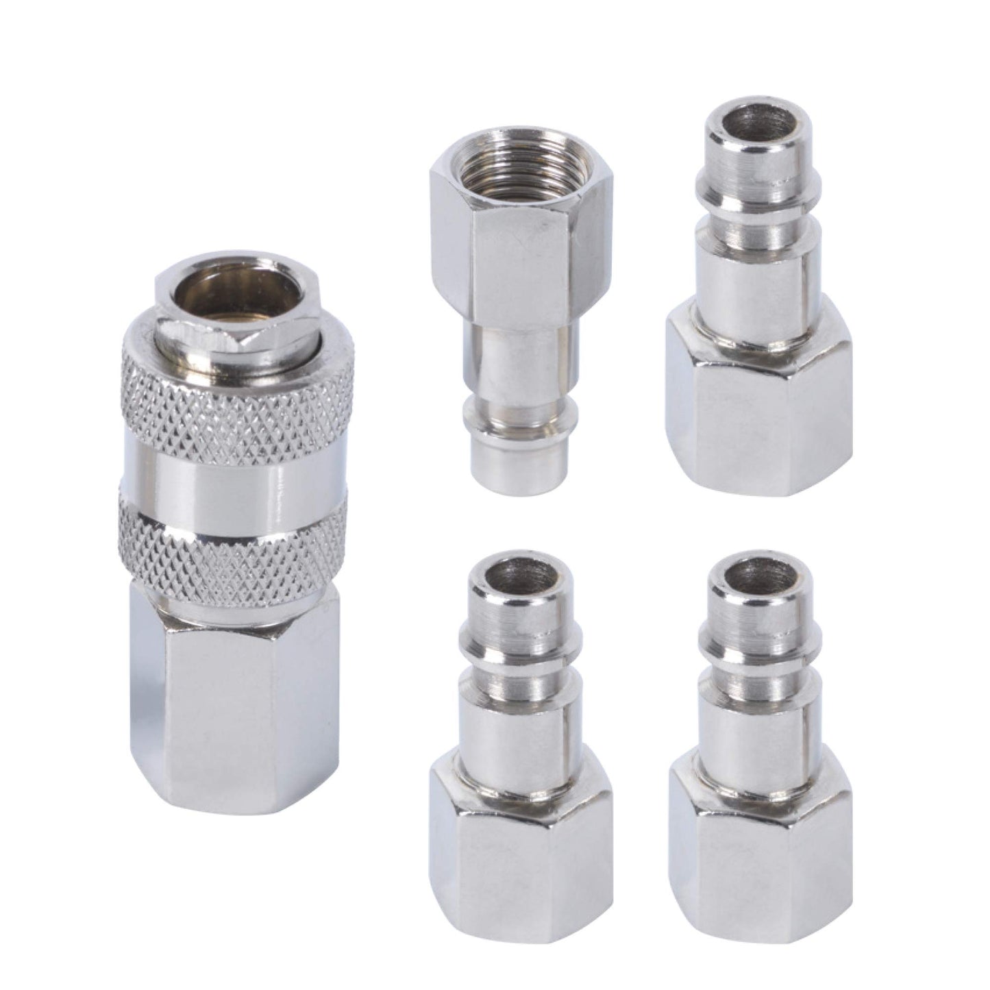 Ribimex Pracr05/B Set Raccordi Rapidi Aria Compressa, Grigio, 5 Pezzi