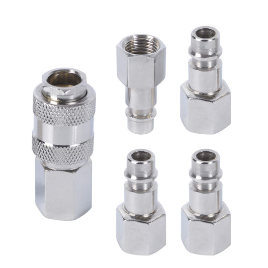 Ribimex Pracr05/B Set Raccordi Rapidi Aria Compressa, Grigio, 5 Pezzi