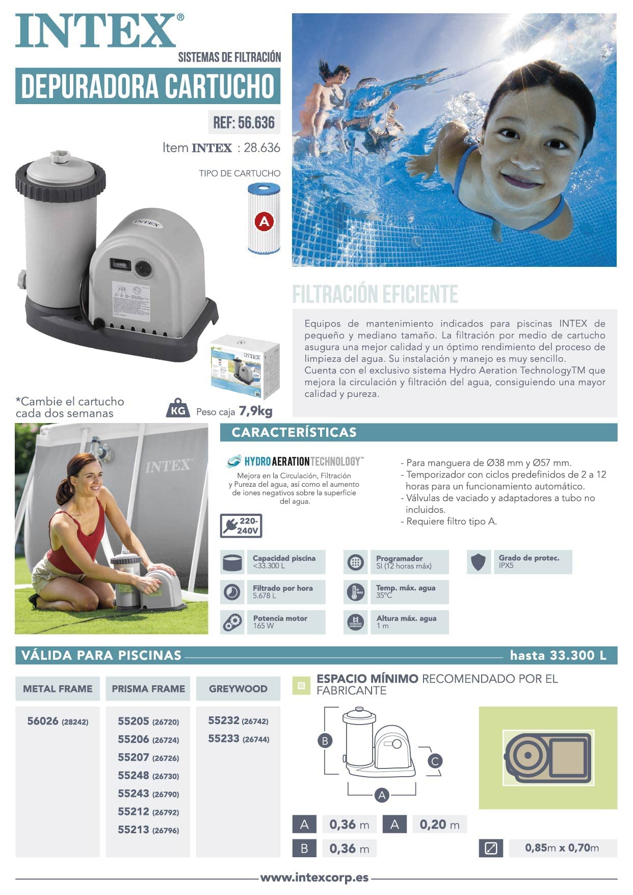 Intex Pompa Filtro a Cartuccia Krystal Clear