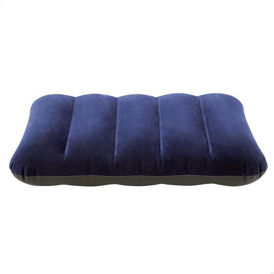 Intex 68672 - Cuscino Gonfiabile Camping Floccato Blu, Vinile, Blu, 43x28x9 cm