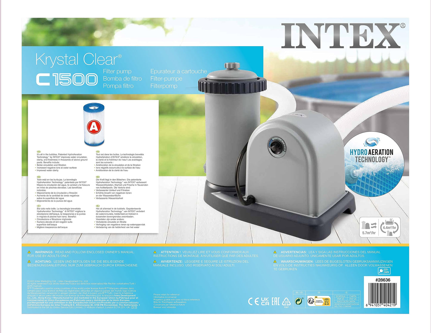 Intex Pompa Filtro a Cartuccia Krystal Clear