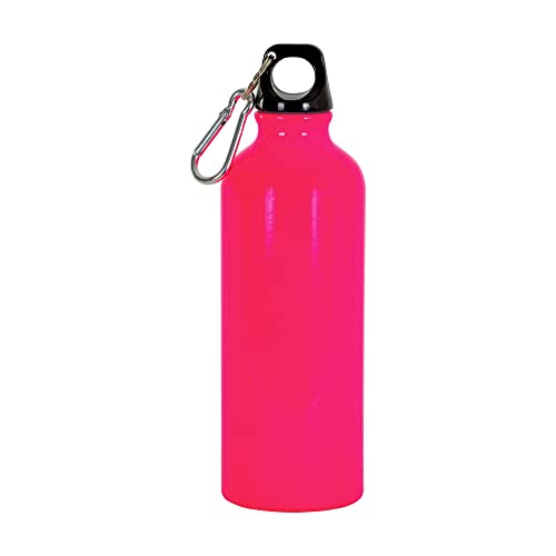 BSSTORE Borraccia Colori Fluo con Tappo in Plastica e Moschettone (500ml) in Alluminio - Per Escursioni, Sport, Campeggio, Bicicletta, Fitness, Yoga, Scuola, Palestra.