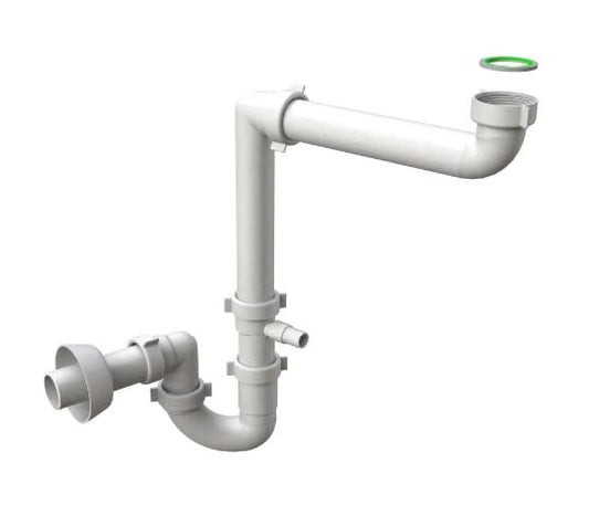 BSSTORE Sifone Salvaspazio Per Lavello A Una Vasca In Polipropilene Bianco Made In Italy