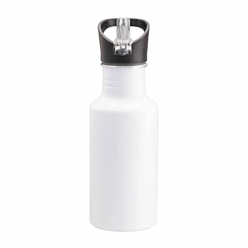 BSSTORE - Bottiglia in Alluminio con Cannuccia Estraibile (600ml) Tappo con chiusura a Vite con Manico, Chiusura Antigoccia. Per Sport, Campeggio, Bicicletta, Fitness, Yoga, Scuola, Palestra.