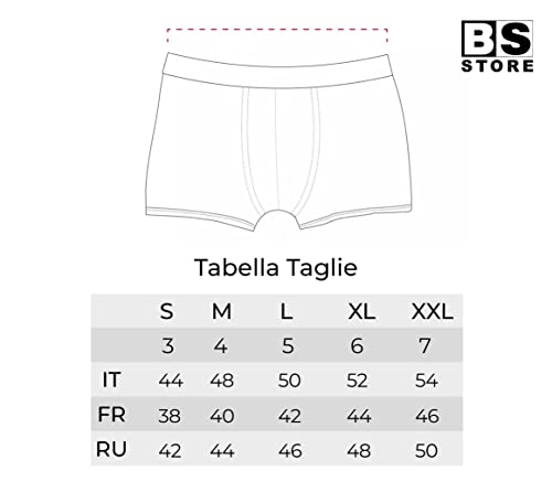 BSSTORE Boxer Uomo in Cotone Morbido Elasticizzato con Elastico Interno