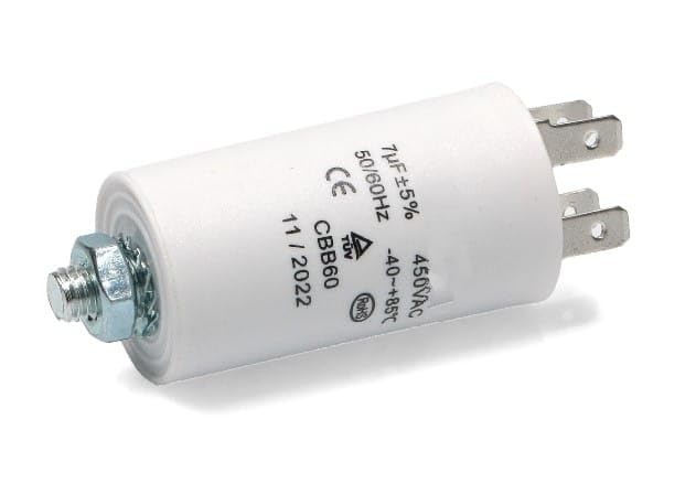 BSSTORE Condensatore Avviamento Motore Elettrico 7 uF 450VAC 4 Pin Universale Per Lavatrici, Pompe e Compressori