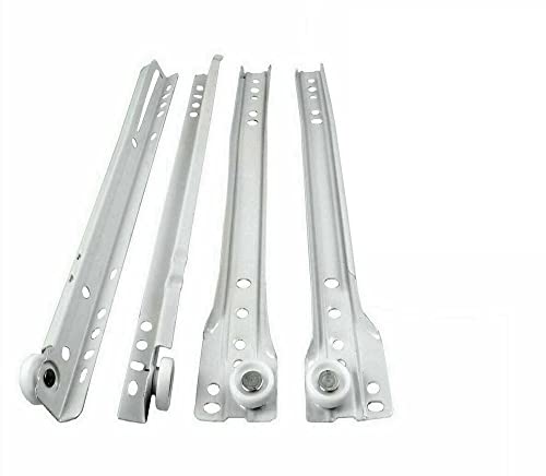BSSTORE Set Guide Per Cassetti E Cassettiere Fissaggio Al Fondo, Con Chiusura Automatica. Set Da 4 Pezzi Colore Bianco