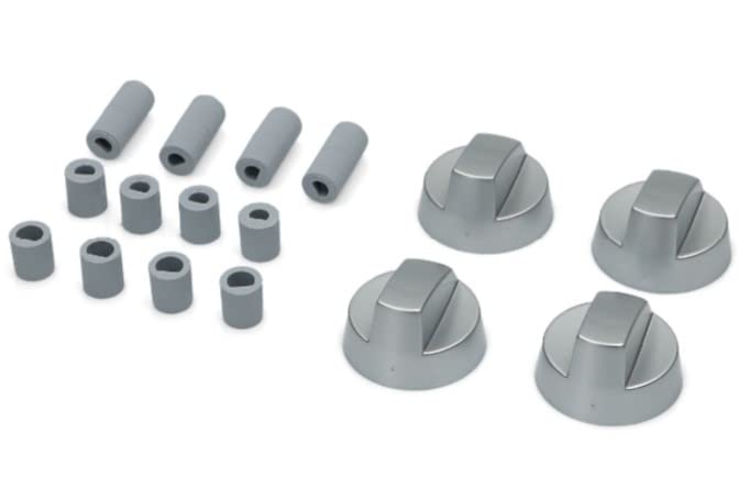 BSSTORE Kit Completo 4 Manopole Universali Colore Argento Adattabili A Qualsiasi Piano Cottura