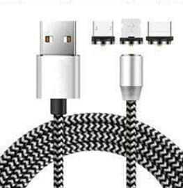 BSSTORE Cavo Usb 3IN1 Magnetico 2 Metri Light-ning Micro Usb Usb-C Collega Ogni Tipo Di Dispositivo Sostituendo Le Testine Magnetiche Con Led