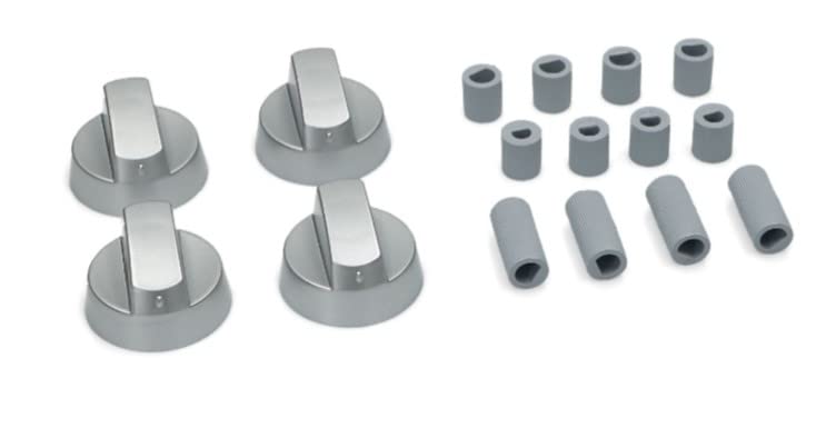 BSSTORE Kit Completo 4 Manopole Universali Colore Argento Adattabili A Qualsiasi Piano Cottura
