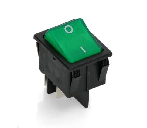 BSSTORE Pulsante Luminoso Verde Universale Bipolare 4 Contatti 20A 250V