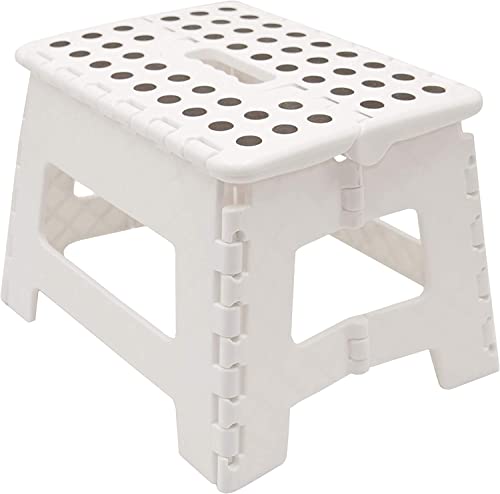 BSSTORE Sgabello Pieghevole Da Cucina 30x22x22 In Plastica Con Piano Antiscivolo (Grigio)