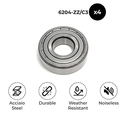 BSSTORE 6204-ZZ C3 Cuscinetti a Sfera 20x47x14mm, Doppia Schermatura in Metallo 6204-2Z/C3 Acciaio Cromato per Lavatrici Equivalente a C00002591, 481252028066, 55X1371