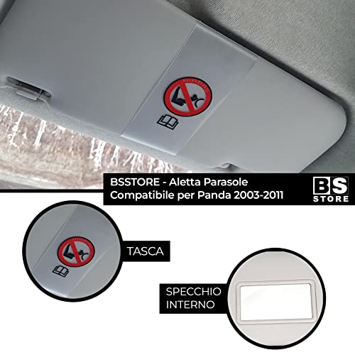 BSSTORE Pantina Aletta Parasole con Specchio e Tasca - Compatibile con Panda dal 2003 al 2011