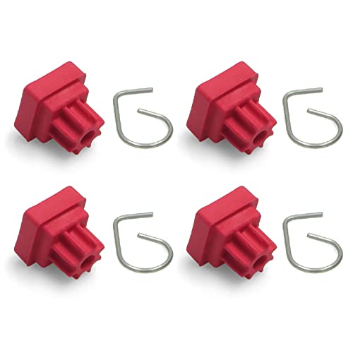 BSSTORE 764010175 Kit 4 Gommini Rossi Griglia Piano Cottura con Molle - Compatibile Piedini Smeg PVS750 PVA750 PX750 PX140