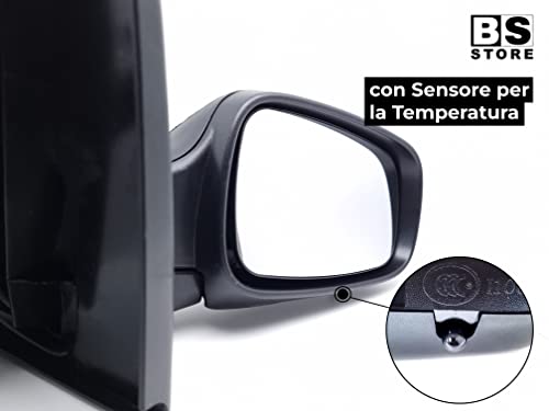 BSSTORE Specchietto Retrovisore Esterno Nero per R. CLIO dal 2005 al 2009 (BR0/1, CR0/1) con Regolazione Manuale