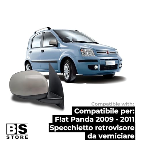 BSSTORE Specchietto Retrovisore Elettrico da Verniciare con Primer per F!at Panda (169) 2009-2011