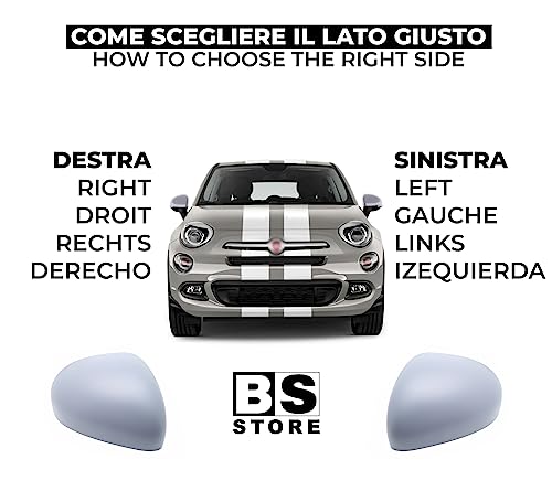 BSSTORE Calotta Specchietto Retrovisore da Verniciare con Primer per F!at 500X (334) dal 2014 in poi