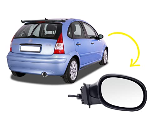 BSSTORE Specchietto Retrovisore Esterno Nero per CTR C3 dal 2002 al 2009 Completo con Specchio e Regolazione Meccanica