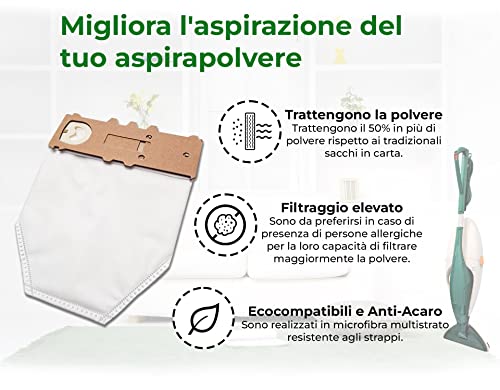 BSSTORE Kit 6 Sacchetti + Filtro Igienico Hepa + Filtro Motore Carboni Attivi Compatibile per Folletto VK130 VK131