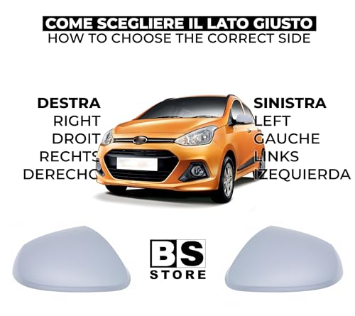 BSSTORE Calotta Specchietto Retrovisore da Verniciare con Primer per HYUND@I I10 2013-2019