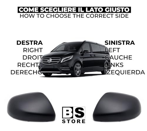 BSSTORE Calotta Specchietto Retrovisore MB Classe V Viano 2014, Vito 2014 (W447) Nera Verniciabile