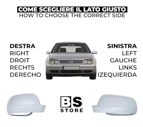 BSSTORE Calotta Specchietto Retrovisore da Verniciare con Primer per GOLF IV, AROSA, IBIZA, PASSAT, BORA, LUPO, PASSAT