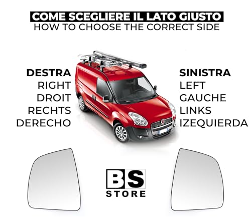 BSSTORE Vetro Specchietto Retrovisore per F!AT Doblo (263) dal 2010, 0PEL Combo (X12) dal 2012