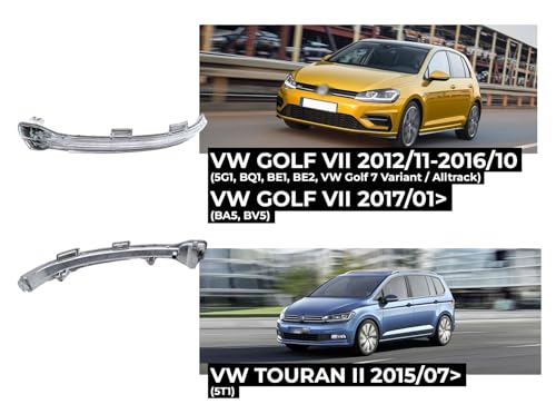 BSSTORE Freccia Specchietto Laterale Indicatore di Direzione LED per VW GOLF 7 2012, TOURAN 2 2015, SPORTSVAN 2014