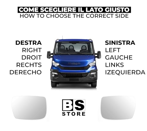 BSSTORE Piastra Vetro Specchio Retrovisore Termico per IVEC0 DAILY IV 2006, V 2011, VI 2014