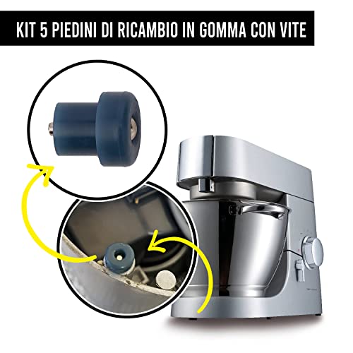 BSSTORE KW650568 Kit 5 Piedini di Ricambio in Gomma con Vite - Compatibile Kenwood per A901, A701, KM