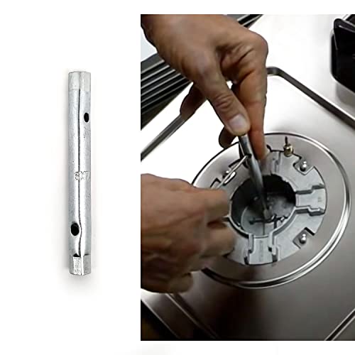 BSSTORE Chiave a Tubo 6/7 + 5 Ugelli Universali 6MB GPL per Bombole, Cucine a Gas | Misure Differenti (Piccolo 0,50-2x Medio 0,70 - Grande 0,90 - Forno 0,95) CG143