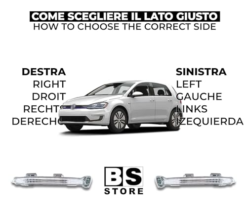 BSSTORE Freccia Specchietto Laterale Indicatore di Direzione LED per VW GOLF 7 2012, TOURAN 2 2015, SPORTSVAN 2014