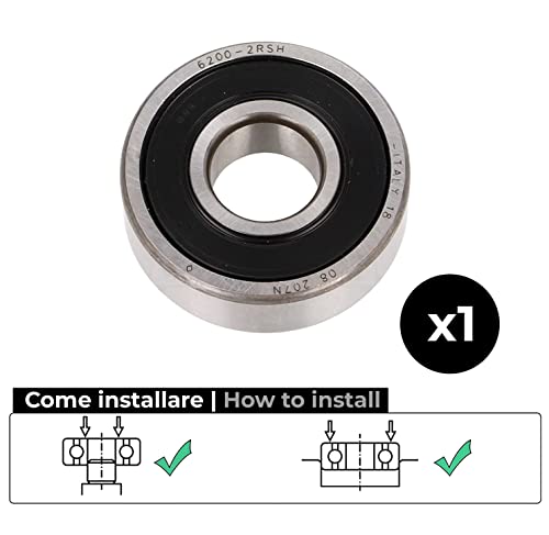 BSSTORE 6200-2RSH Cuscinetti a Sfera 10x30x9mm, Doppia Tenuta in Gomma 6200RSH Acciaio Cromato Sfere a Gola Profonda a Doppio Schermo Radiale