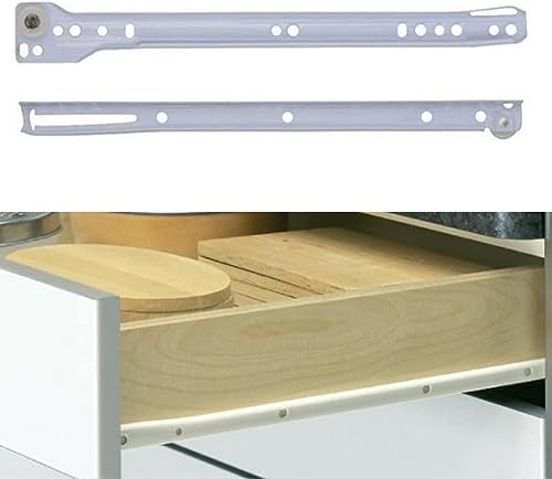 BSSTORE Set Guide Per Cassetti E Cassettiere Fissaggio Al Fondo, Con Chiusura Automatica. Set Da 4 Pezzi Colore Bianco