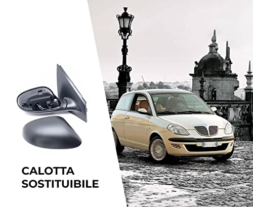 BSSTORE Specchietto Retrovisore Esterno Nero per L. Ypsilon dal 2003 al 2009 (843) con Regolazione Meccanica
