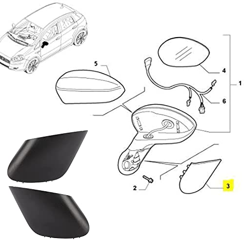 BSSTORE Tappo Copertura dello specchietto laterale Retrovisore Esterno Auto ABS COMPATIBILE con Grande Punto e Punto EVO