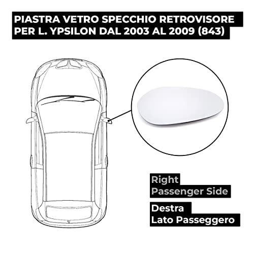 BSSTORE Piastra Vetro Specchio Retrovisore per L. Ypsilon dal 2003 al 2009 (843)