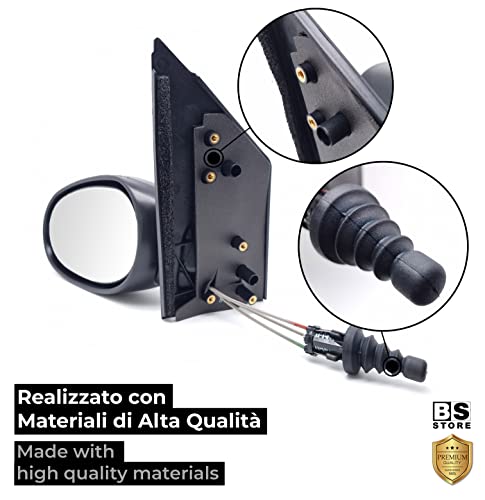 BSSTORE Specchietto Retrovisore per Sm@rt FORTWO dal 1998 al 2006 (450) Completo con Specchio e Regolazione Meccanica