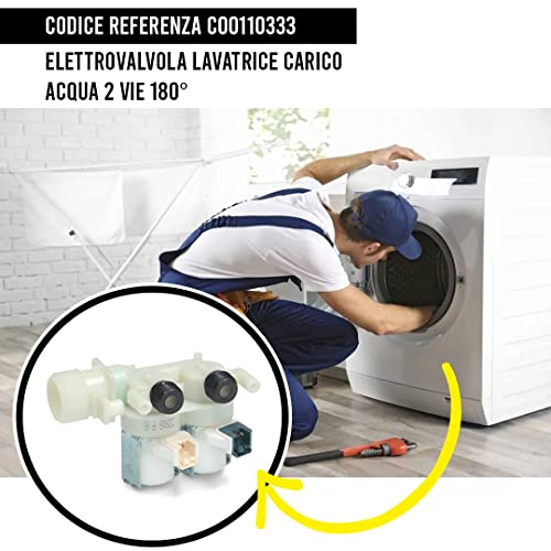 BSSTORE C00110333 Elettrovalvola per Lavatrice Carico Acqua 2 Vie 180° - Compatibile Ariston, Hotpoint, Indesit - 482000022813