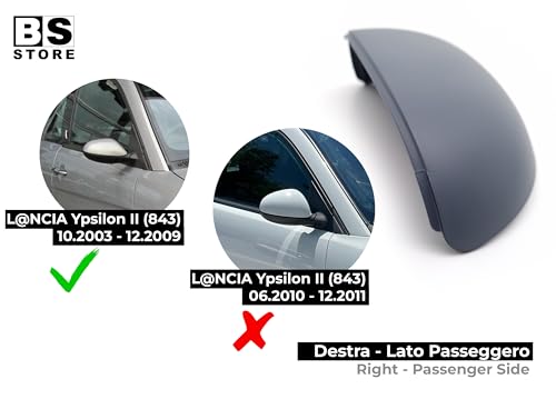 BSSTORE Calotta Specchietto Retrovisore da Verniciare con Primer per L. YPSILON (843) 2003-2009