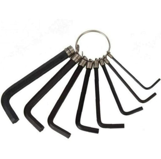 BSSTORE Serie Chiavini Esagonali Otto Pezzi Con Anello Di Fissaggio In Acciaio