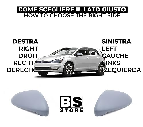 BSSTORE Calotta Specchietto Retrovisore da Verniciare con Primer per GOLF 7 dal 2012, TOURAN dal 2015