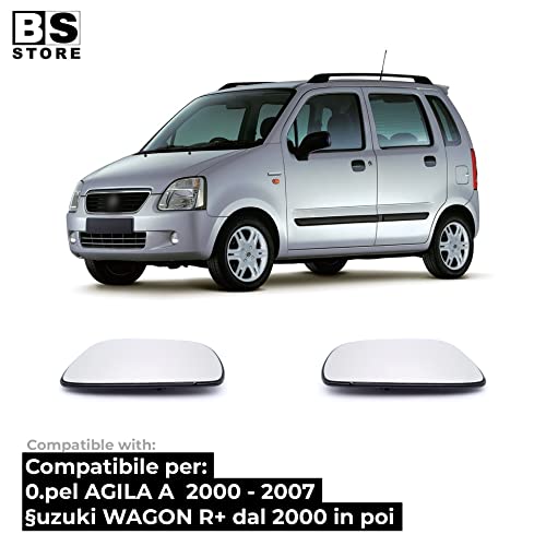 BSSTORE Piastra Vetro Specchio Retrovisore per 0pel AGILA A 2000-2007, §uzuki WAGON R+ II dal 2000
