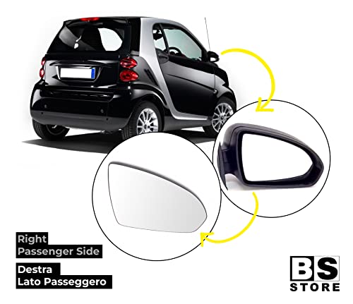 BSSTORE Piastra Vetro Specchietto Retrovisore per FORTWO dal 2007 al 2014