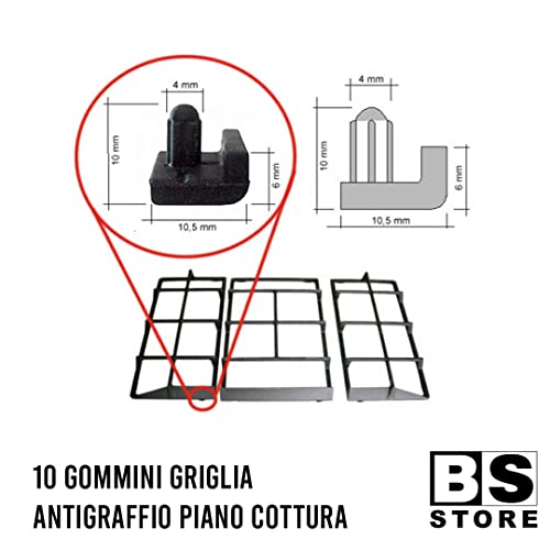 BSSTORE 133.0054.843 Kit 10 Gommini per Griglia Piano Cottura - Compatibile per Franke GLEM GAS CANDY SMEG 1982485 P0016